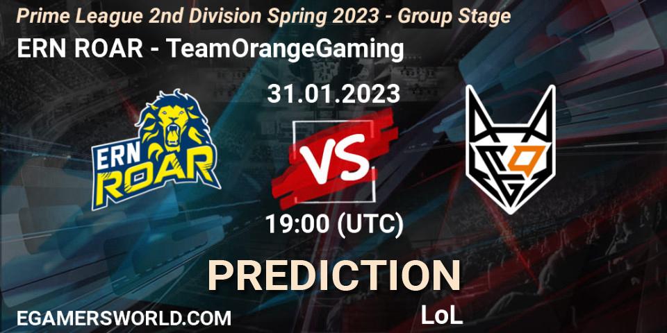 ERN ROAR vs TeamOrangeGaming: Betting TIp, Match Prediction. 31.01.23. LoL, Prime League 2nd Division Spring 2023 - Group Stage