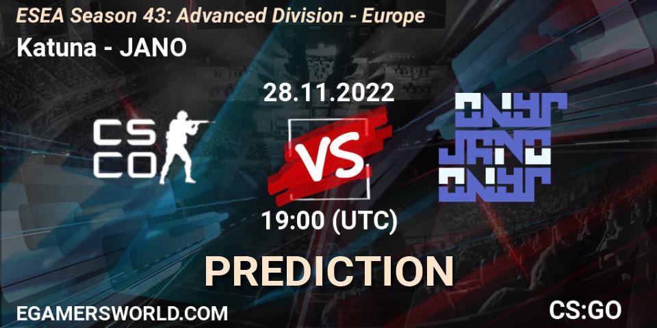 Katuna vs JANO: Betting TIp, Match Prediction. 28.11.22. CS2 (CS:GO), ESEA Season 43: Advanced Division - Europe