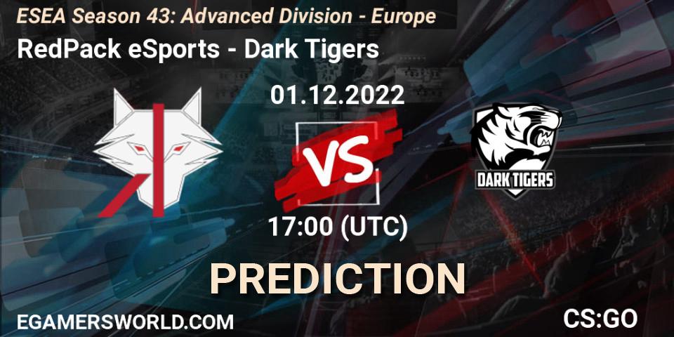 RedPack eSports vs Dark Tigers: Betting TIp, Match Prediction. 01.12.22. CS2 (CS:GO), ESEA Season 43: Advanced Division - Europe