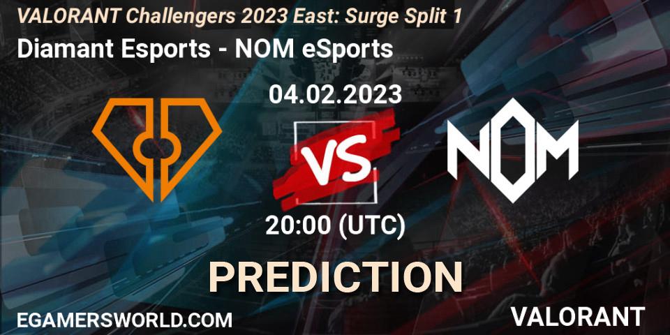 Diamant Esports vs NOM eSports: Betting TIp, Match Prediction. 04.02.23. VALORANT, VALORANT Challengers 2023 East: Surge Split 1