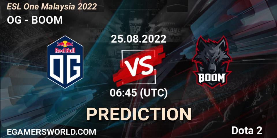 OG vs BOOM: Betting TIp, Match Prediction. 25.08.22. Dota 2, ESL One Malaysia 2022
