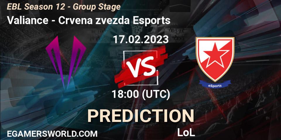 Valiance vs Crvena zvezda Esports: Betting TIp, Match Prediction. 17.02.23. LoL, EBL Season 12 - Group Stage