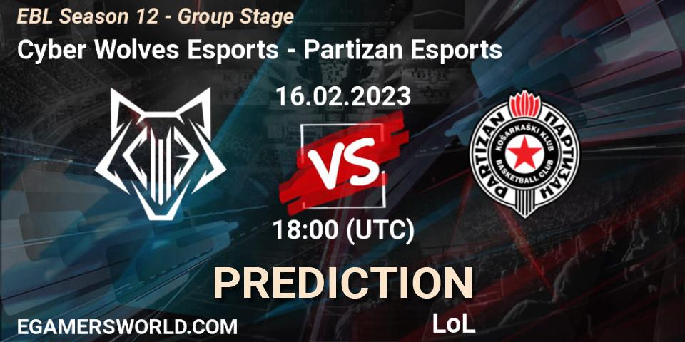Cyber Wolves Esports vs Partizan Esports: Betting TIp, Match Prediction. 16.02.23. LoL, EBL Season 12 - Group Stage