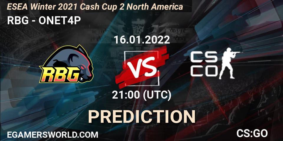 RBG vs ONET4P: Betting TIp, Match Prediction. 16.01.22. CS2 (CS:GO), ESEA Winter 2021 Cash Cup 2 North America