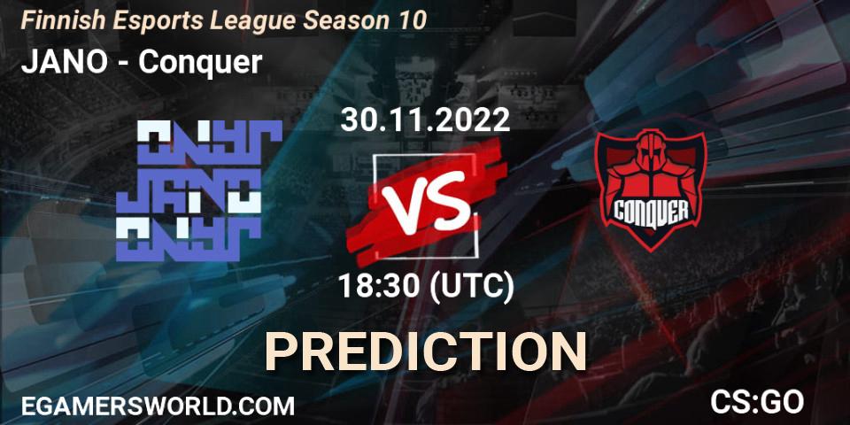 JANO vs Conquer: Betting TIp, Match Prediction. 30.11.22. CS2 (CS:GO), Finnish Esports League Season 10