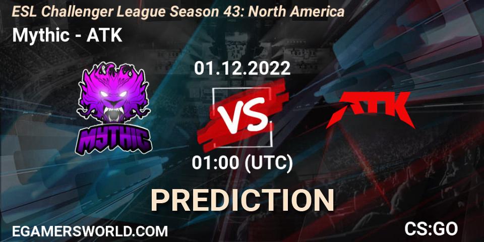 Mythic vs ATK: Betting TIp, Match Prediction. 01.12.22. CS2 (CS:GO), ESL Challenger League Season 43: North America