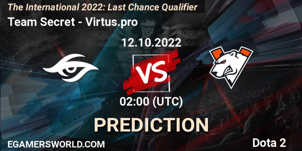 Team Secret vs Virtus.pro: Betting TIp, Match Prediction. 12.10.22. Dota 2, The International 2022: Last Chance Qualifier