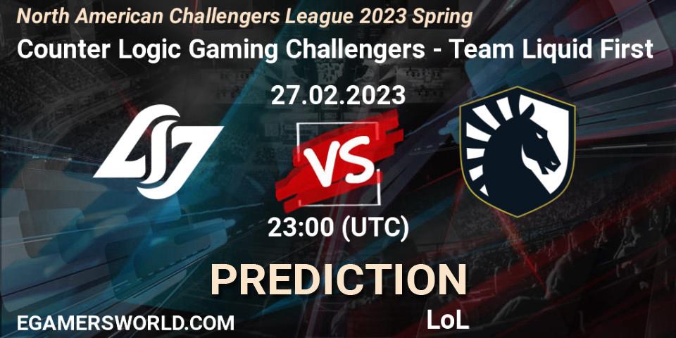 Counter Logic Gaming Challengers vs Team Liquid First: Betting TIp, Match Prediction. 27.02.23. LoL, NACL 2023 Spring - Group Stage