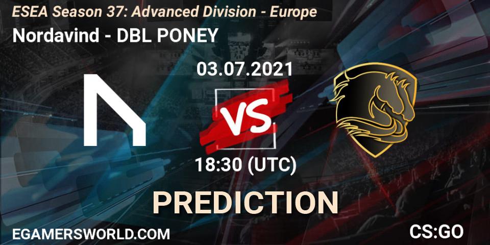 Nordavind vs DBL PONEY: Betting TIp, Match Prediction. 03.07.21. CS2 (CS:GO), ESEA Season 37: Advanced Division - Europe