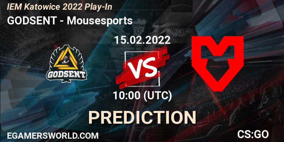 GODSENT vs Mousesports: Betting TIp, Match Prediction. 15.02.22. CS2 (CS:GO), IEM Katowice 2022 Play-In