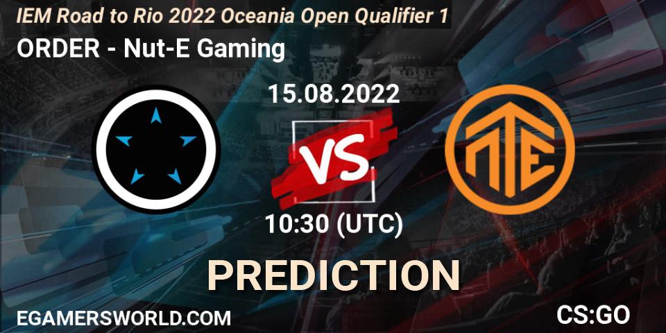 ORDER vs Nut-E Gaming: Betting TIp, Match Prediction. 15.08.22. CS2 (CS:GO), IEM Road to Rio 2022 Oceania Open Qualifier 1