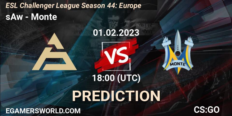 sAw vs Monte: Betting TIp, Match Prediction. 01.02.23. CS2 (CS:GO), ESL Challenger League Season 44: Europe