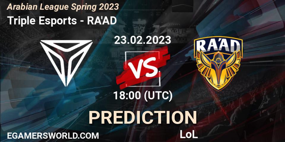 Triple Esports vs RA'AD: Betting TIp, Match Prediction. 03.02.23. LoL, Arabian League Spring 2023