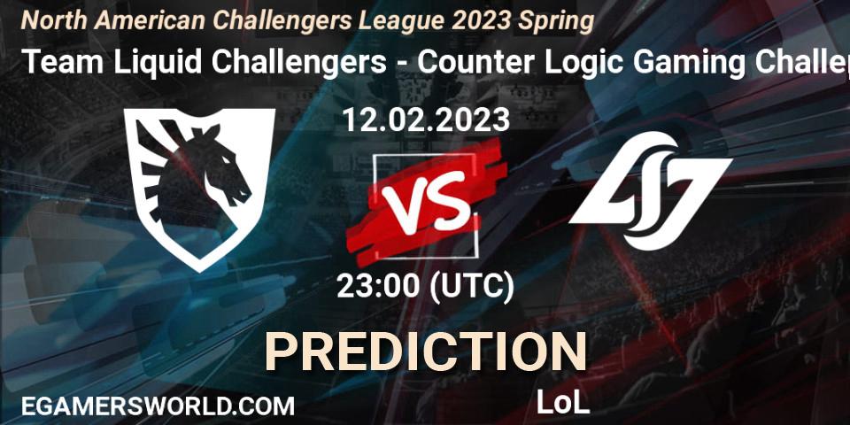 Team Liquid Challengers vs Counter Logic Gaming Challengers: Betting TIp, Match Prediction. 12.02.23. LoL, NACL 2023 Spring - Group Stage