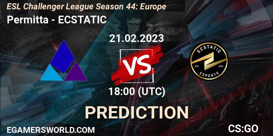 Permitta vs ECSTATIC: Betting TIp, Match Prediction. 21.02.23. CS2 (CS:GO), ESL Challenger League Season 44: Europe