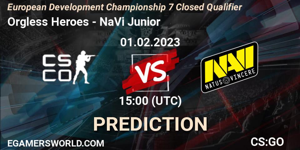 Orgless Heroes vs NaVi Junior: Betting TIp, Match Prediction. 01.02.23. CS2 (CS:GO), European Development Championship 7 Closed Qualifier