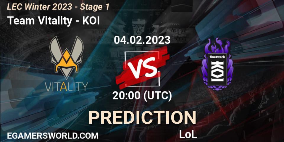 Team Vitality vs KOI: Betting TIp, Match Prediction. 04.02.23. LoL, LEC Winter 2023 - Stage 1