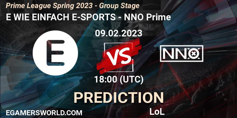 E WIE EINFACH E-SPORTS vs NNO Prime: Betting TIp, Match Prediction. 09.02.23. LoL, Prime League Spring 2023 - Group Stage