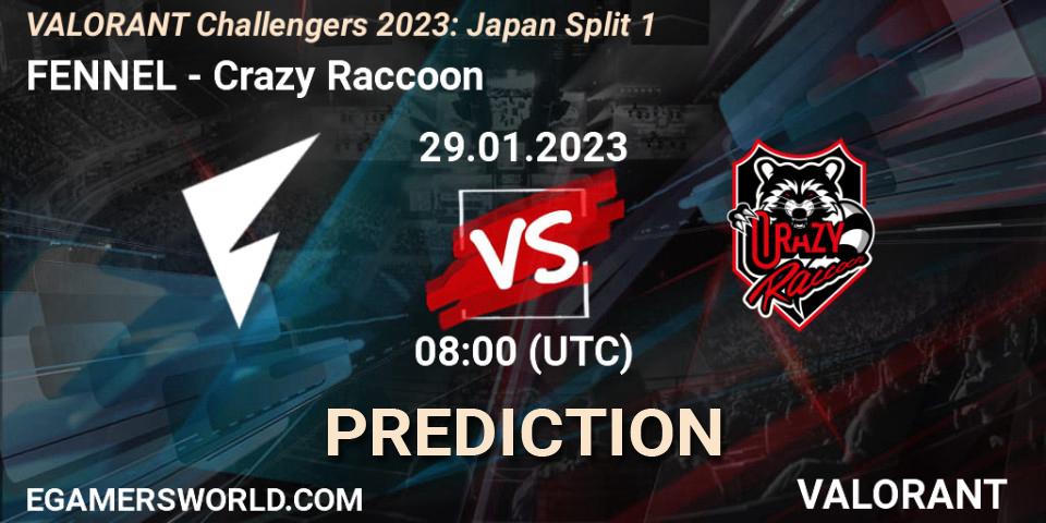 FENNEL vs Crazy Raccoon: Betting TIp, Match Prediction. 29.01.23. VALORANT, VALORANT Challengers 2023: Japan Split 1