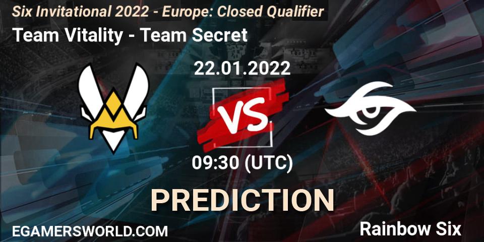 Team Vitality vs Team Secret: Betting TIp, Match Prediction. 22.01.22. Rainbow Six, Six Invitational 2022 - Europe: Closed Qualifier