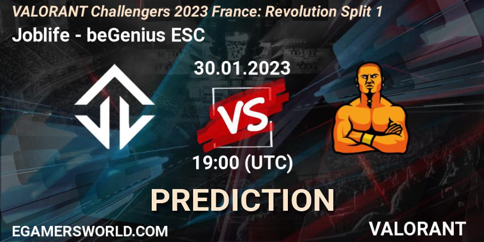 Joblife vs beGenius ESC: Betting TIp, Match Prediction. 30.01.23. VALORANT, VALORANT Challengers 2023 France: Revolution Split 1