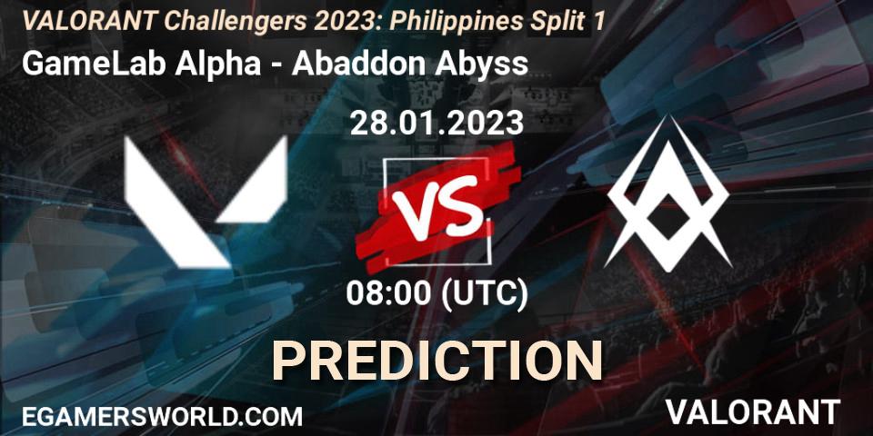 GameLab Alpha vs Abaddon Abyss: Betting TIp, Match Prediction. 28.01.23. VALORANT, VALORANT Challengers 2023: Philippines Split 1