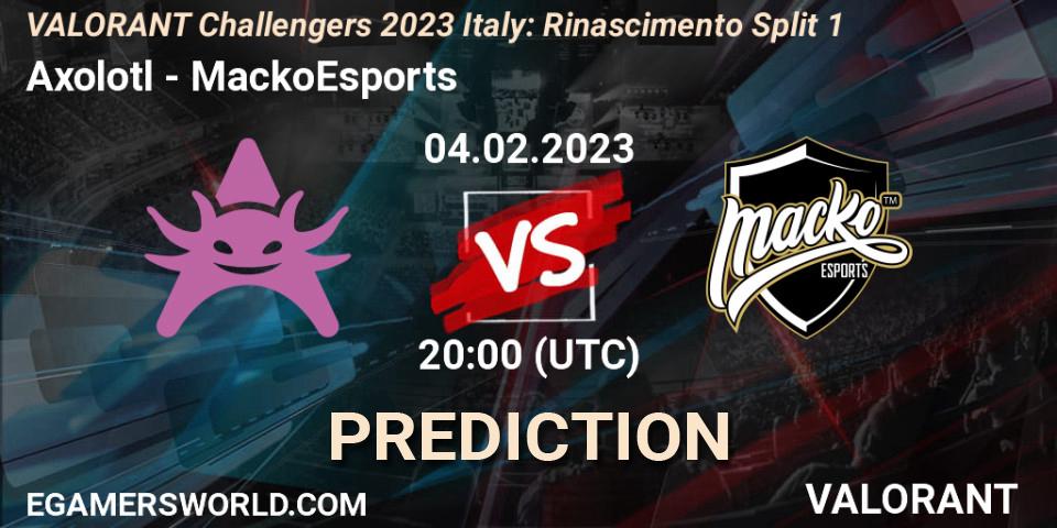 Axolotl vs MackoEsports: Betting TIp, Match Prediction. 04.02.23. VALORANT, VALORANT Challengers 2023 Italy: Rinascimento Split 1