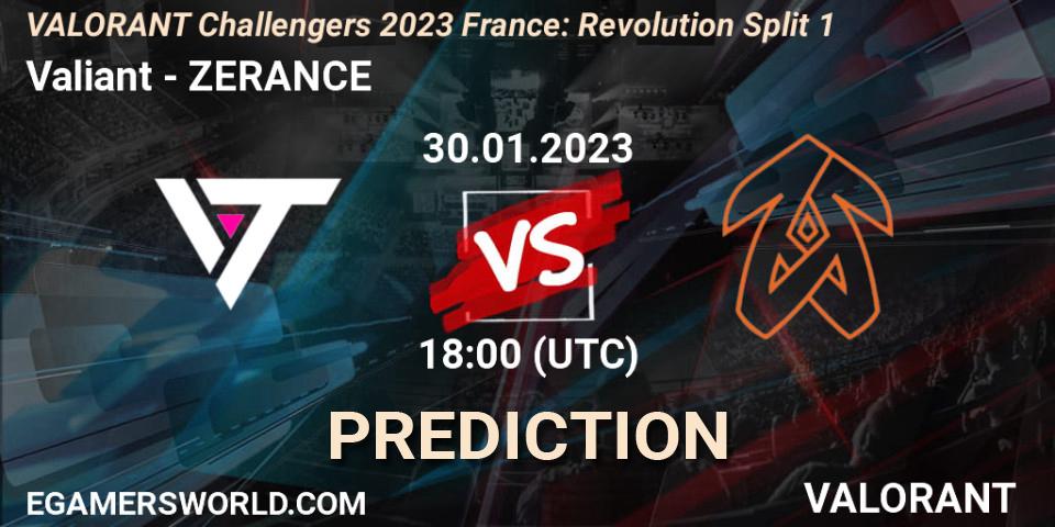 Valiant vs ZERANCE: Betting TIp, Match Prediction. 30.01.23. VALORANT, VALORANT Challengers 2023 France: Revolution Split 1