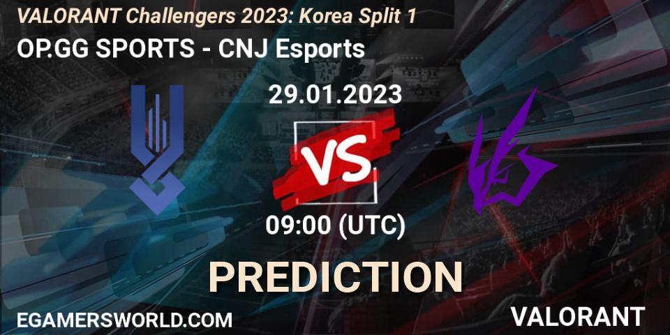 OP.GG SPORTS vs CNJ Esports: Betting TIp, Match Prediction. 29.01.23. VALORANT, VALORANT Challengers 2023: Korea Split 1