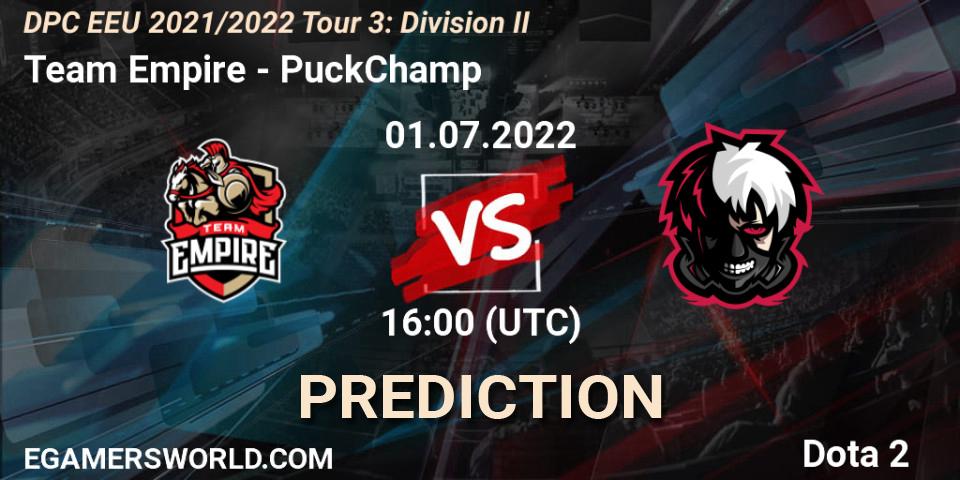 Team Empire vs PuckChamp: Betting TIp, Match Prediction. 01.07.22. Dota 2, DPC EEU 2021/2022 Tour 3: Division II