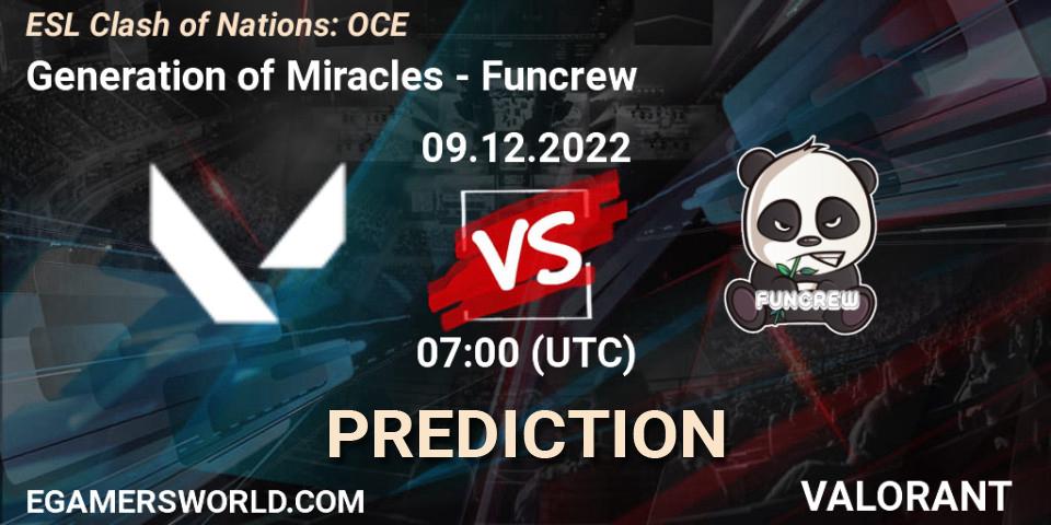 Generation of Miracles vs Funcrew: Betting TIp, Match Prediction. 09.12.22. VALORANT, ESL Clash of Nations: OCE
