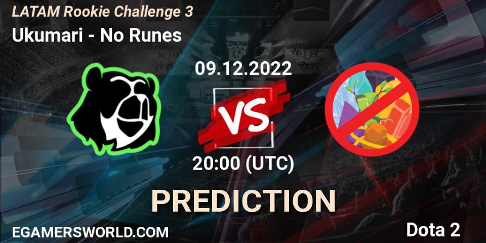 Ukumari vs No Runes: Betting TIp, Match Prediction. 09.12.22. Dota 2, LATAM Rookie Challenge 3