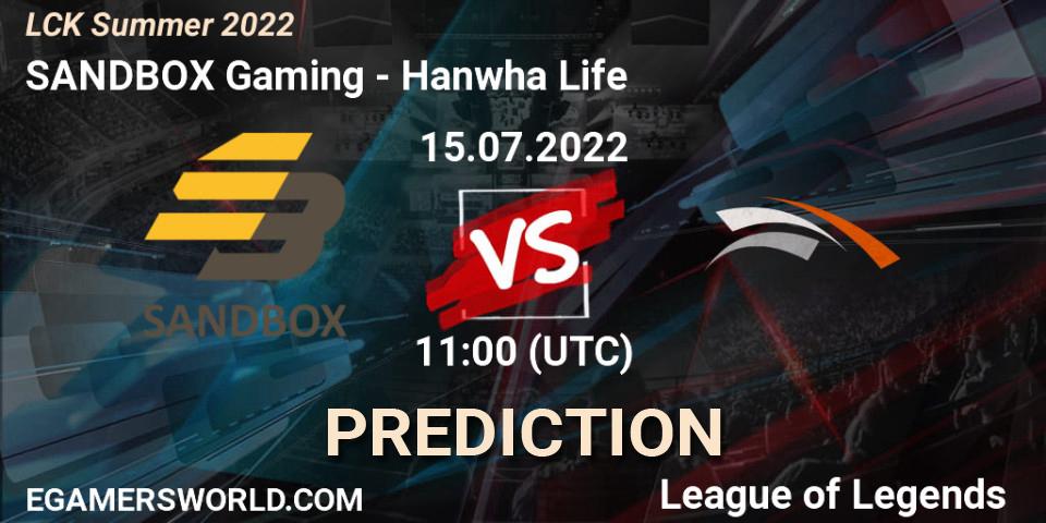 SANDBOX Gaming vs Hanwha Life: Betting TIp, Match Prediction. 15.07.22. LoL, LCK Summer 2022