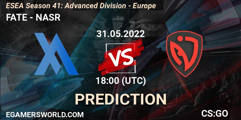 FATE vs NASR: Betting TIp, Match Prediction. 31.05.22. CS2 (CS:GO), ESEA Season 41: Advanced Division - Europe