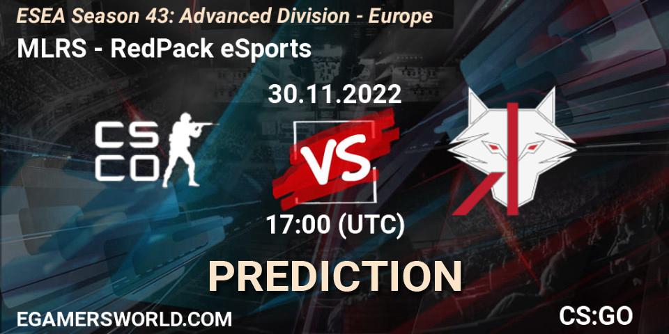 MLRS vs RedPack eSports: Betting TIp, Match Prediction. 30.11.22. CS2 (CS:GO), ESEA Season 43: Advanced Division - Europe