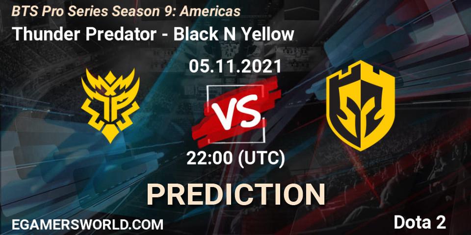 Thunder Predator vs Black N Yellow: Betting TIp, Match Prediction. 06.11.21. Dota 2, BTS Pro Series Season 9: Americas