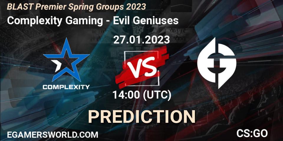 Complexity Gaming vs Evil Geniuses: Betting TIp, Match Prediction. 27.01.23. CS2 (CS:GO), BLAST Premier Spring Groups 2023