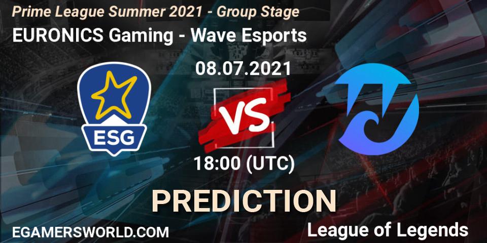 EURONICS Gaming vs Wave Esports: Betting TIp, Match Prediction. 08.07.21. LoL, Prime League Summer 2021 - Group Stage