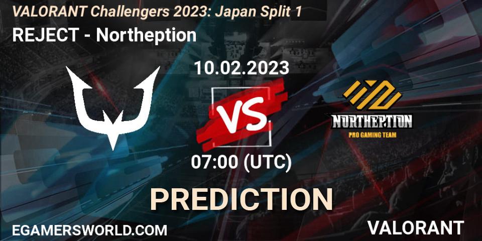 REJECT vs Northeption: Betting TIp, Match Prediction. 10.02.23. VALORANT, VALORANT Challengers 2023: Japan Split 1