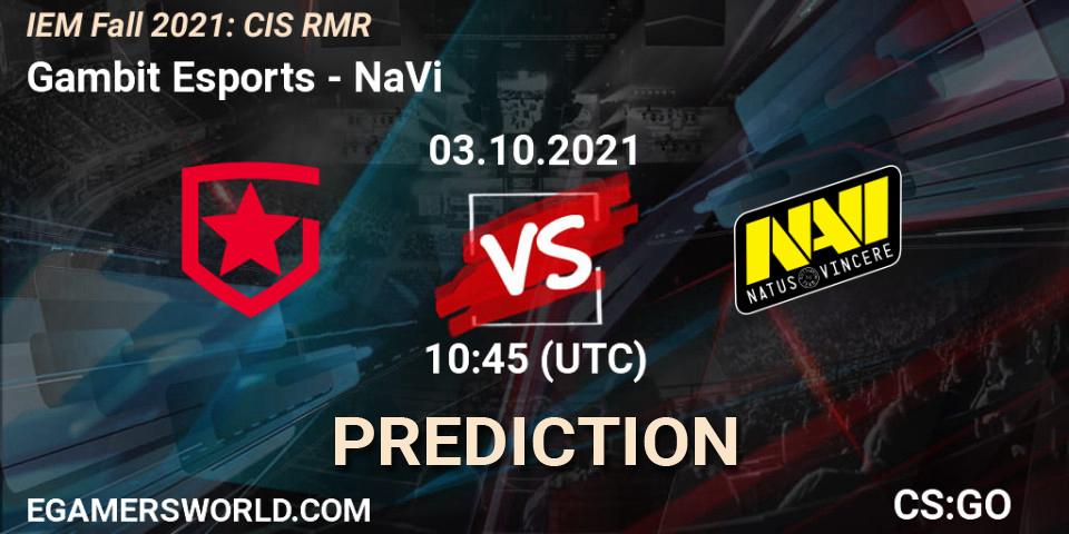 Gambit Esports vs NaVi: Betting TIp, Match Prediction. 03.10.21. CS2 (CS:GO), IEM Fall 2021: CIS RMR