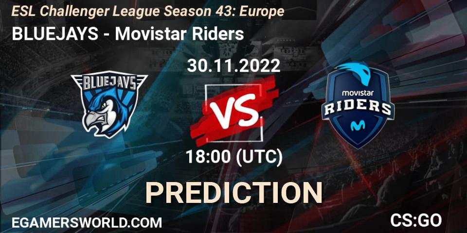 BLUEJAYS vs Movistar Riders: Betting TIp, Match Prediction. 28.11.22. CS2 (CS:GO), ESL Challenger League Season 43: Europe