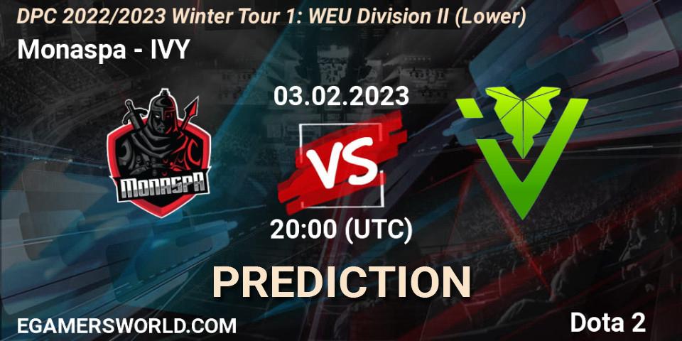 Monaspa vs IVY: Betting TIp, Match Prediction. 03.02.23. Dota 2, DPC 2022/2023 Winter Tour 1: WEU Division II (Lower)