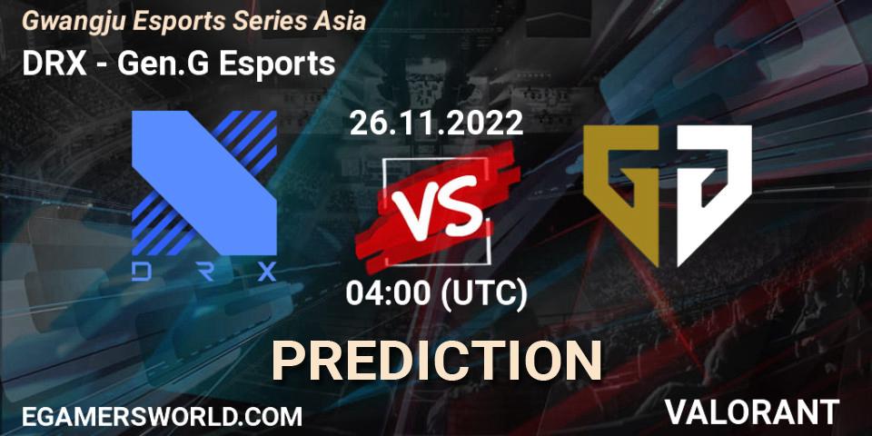 DRX vs Gen.G Esports: Betting TIp, Match Prediction. 26.11.22. VALORANT, Gwangju Esports Series Asia