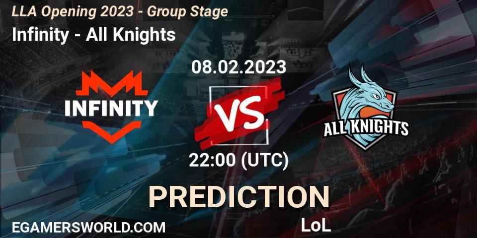 Infinity vs All Knights: Betting TIp, Match Prediction. 08.02.23. LoL, LLA Opening 2023 - Group Stage