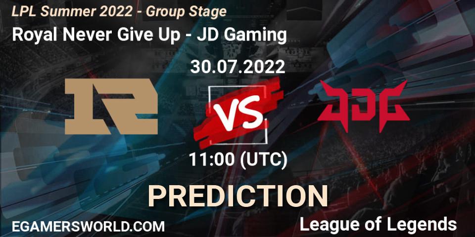 Royal Never Give Up vs JD Gaming: Betting TIp, Match Prediction. 30.07.22. LoL, LPL Summer 2022 - Group Stage