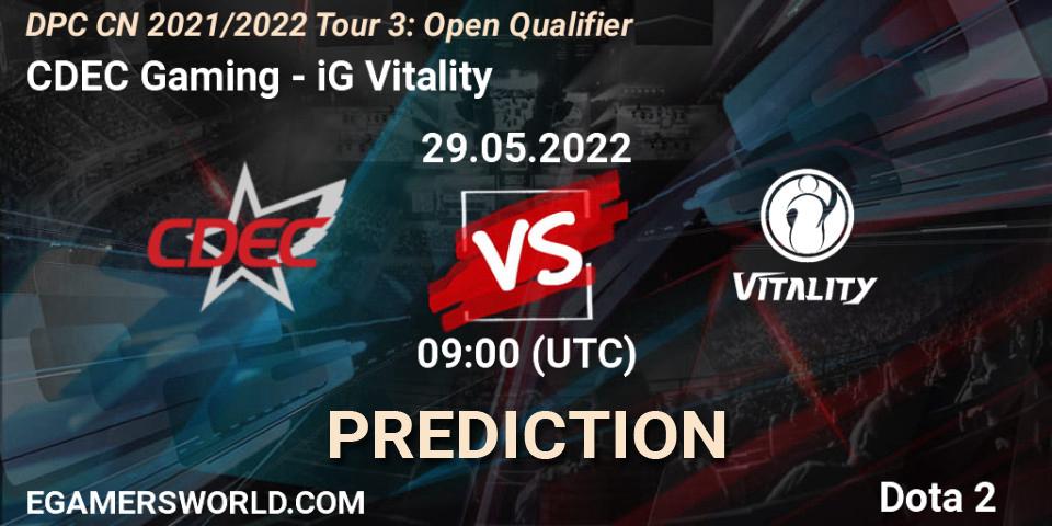 CDEC Gaming vs iG Vitality: Betting TIp, Match Prediction. 29.05.22. Dota 2, DPC CN 2021/2022 Tour 3: Open Qualifier