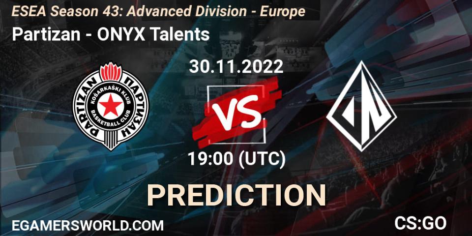 Partizan vs ONYX Talents: Betting TIp, Match Prediction. 30.11.22. CS2 (CS:GO), ESEA Season 43: Advanced Division - Europe