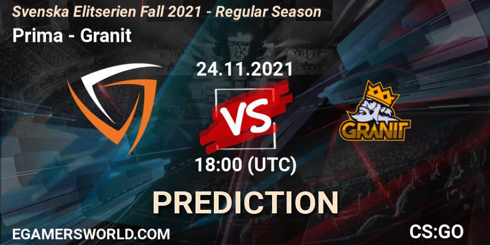 Prima vs Granit: Betting TIp, Match Prediction. 24.11.21. CS2 (CS:GO), Svenska Elitserien Fall 2021 - Regular Season
