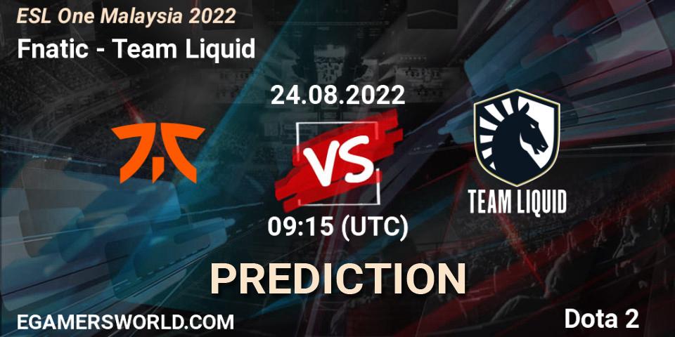 Fnatic vs Team Liquid: Betting TIp, Match Prediction. 24.08.22. Dota 2, ESL One Malaysia 2022