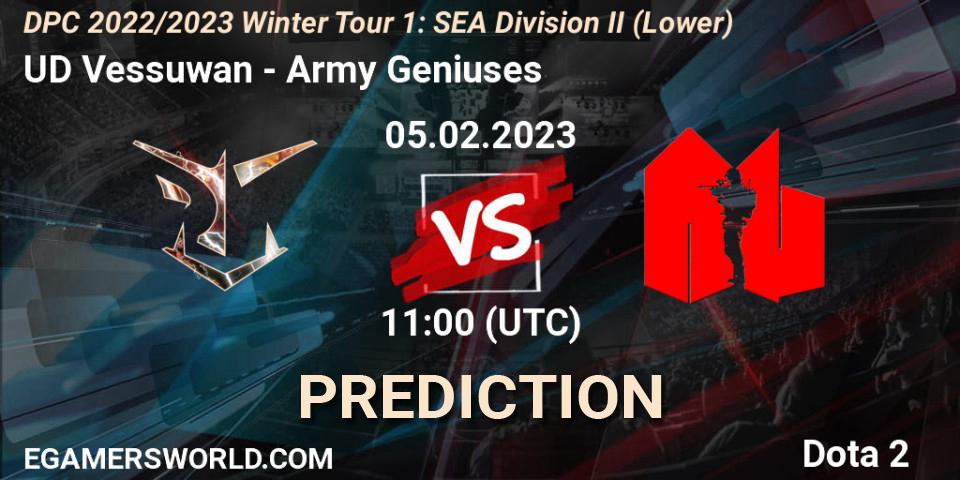 UD Vessuwan vs Army Geniuses: Betting TIp, Match Prediction. 05.02.23. Dota 2, DPC 2022/2023 Winter Tour 1: SEA Division II (Lower)